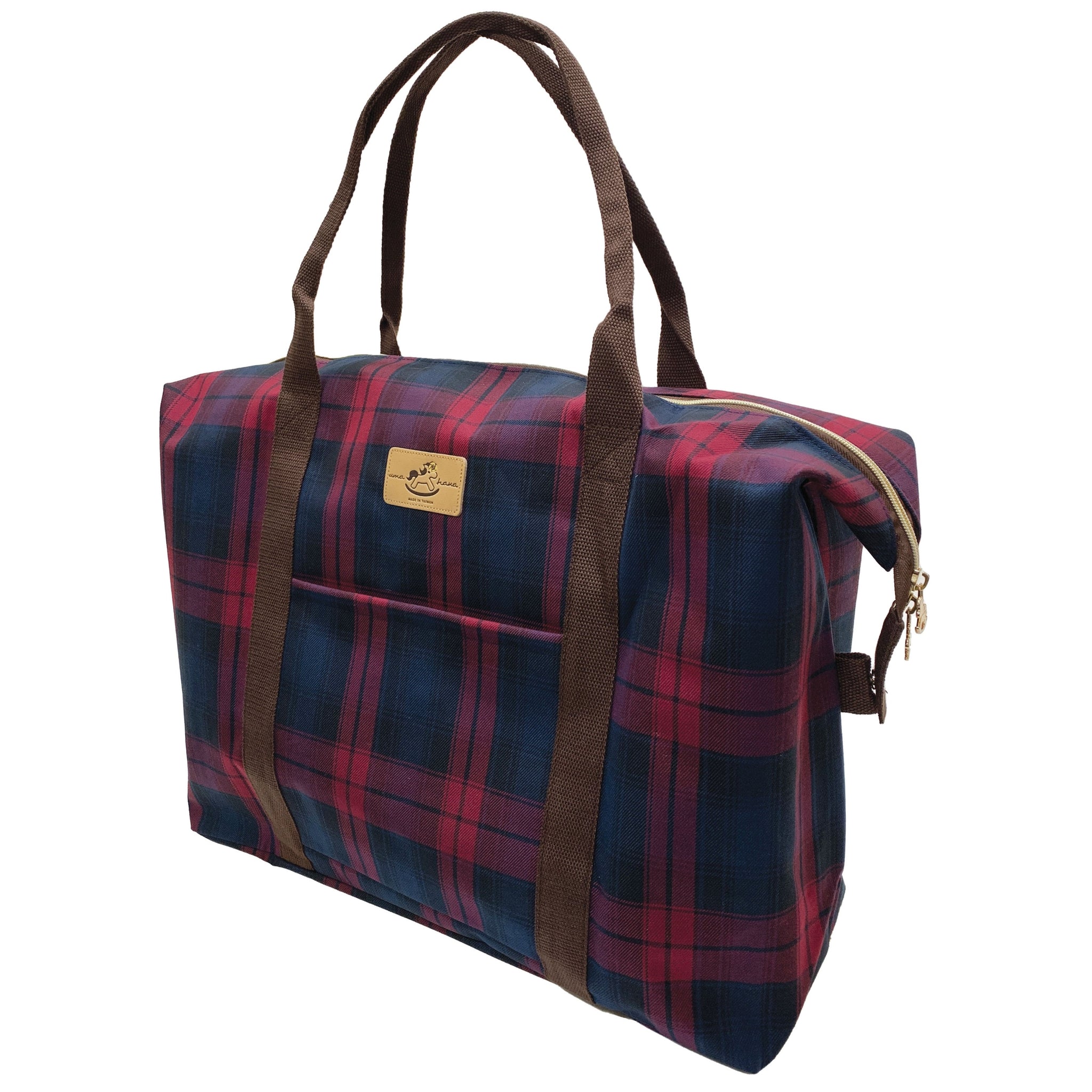 Red & Blue Tartan Plaid Extra Large Travel Tote