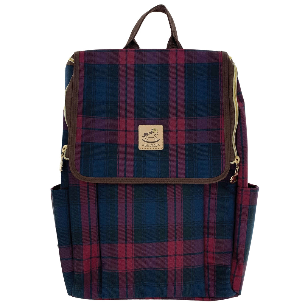Red & Blue Tartan Plaid Flip Backpack