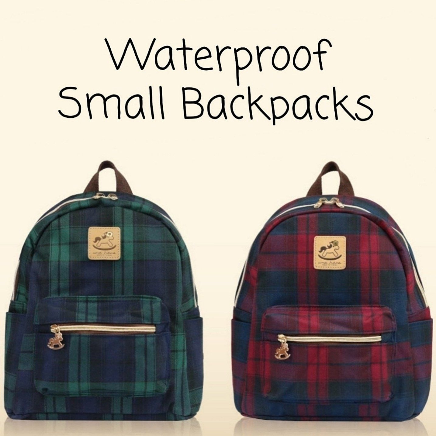 Red & Blue Tartan Plaid Small Backpack Backpack Tworgis 