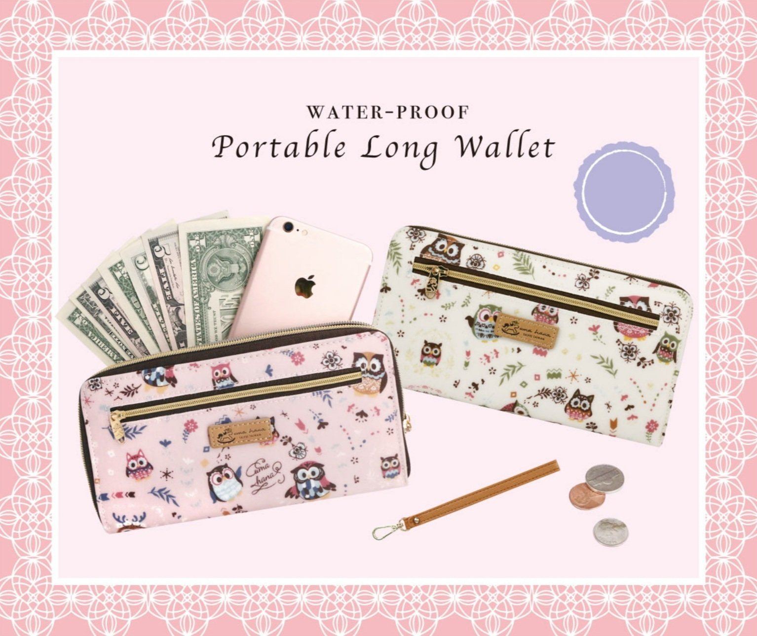 Pink Owl Gardens Wristlet Wallet Wallet Tworgis 