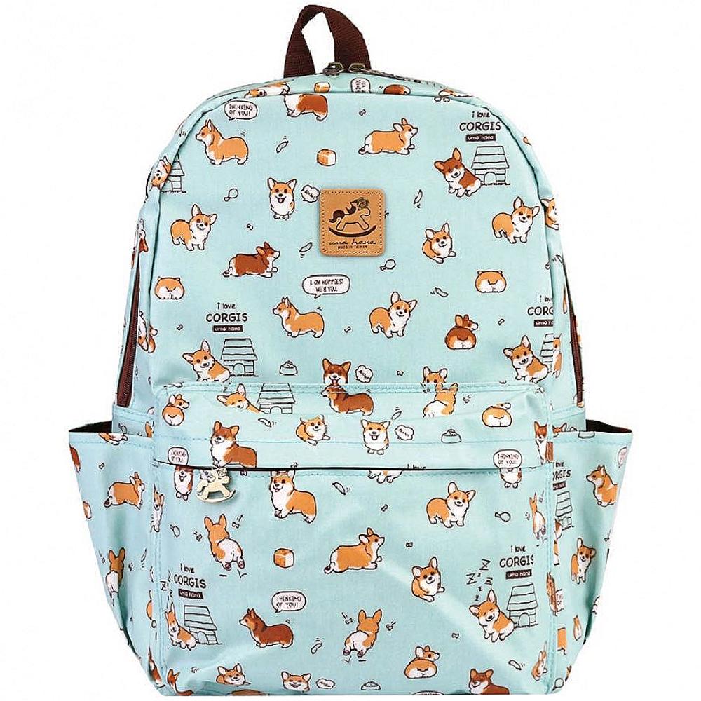 Teal Corgi Puppy Large Backpack Backpack Tworgis 