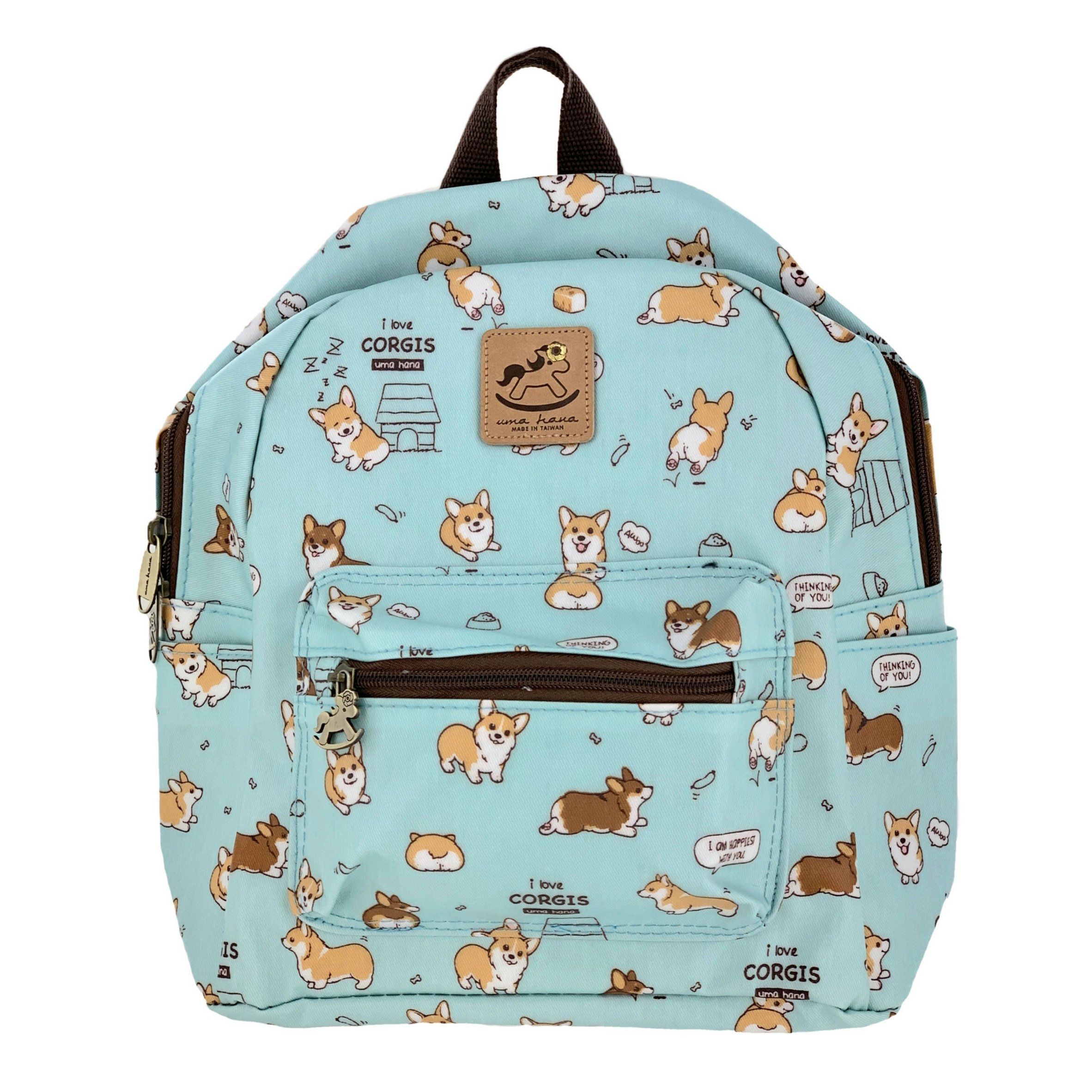 Teal Corgi Puppy Small Backpack Tworgis