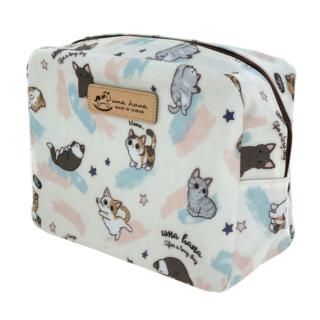 White Cat Yoga Cube Cosmetic Bag Cosmetic Bag Tworgis 